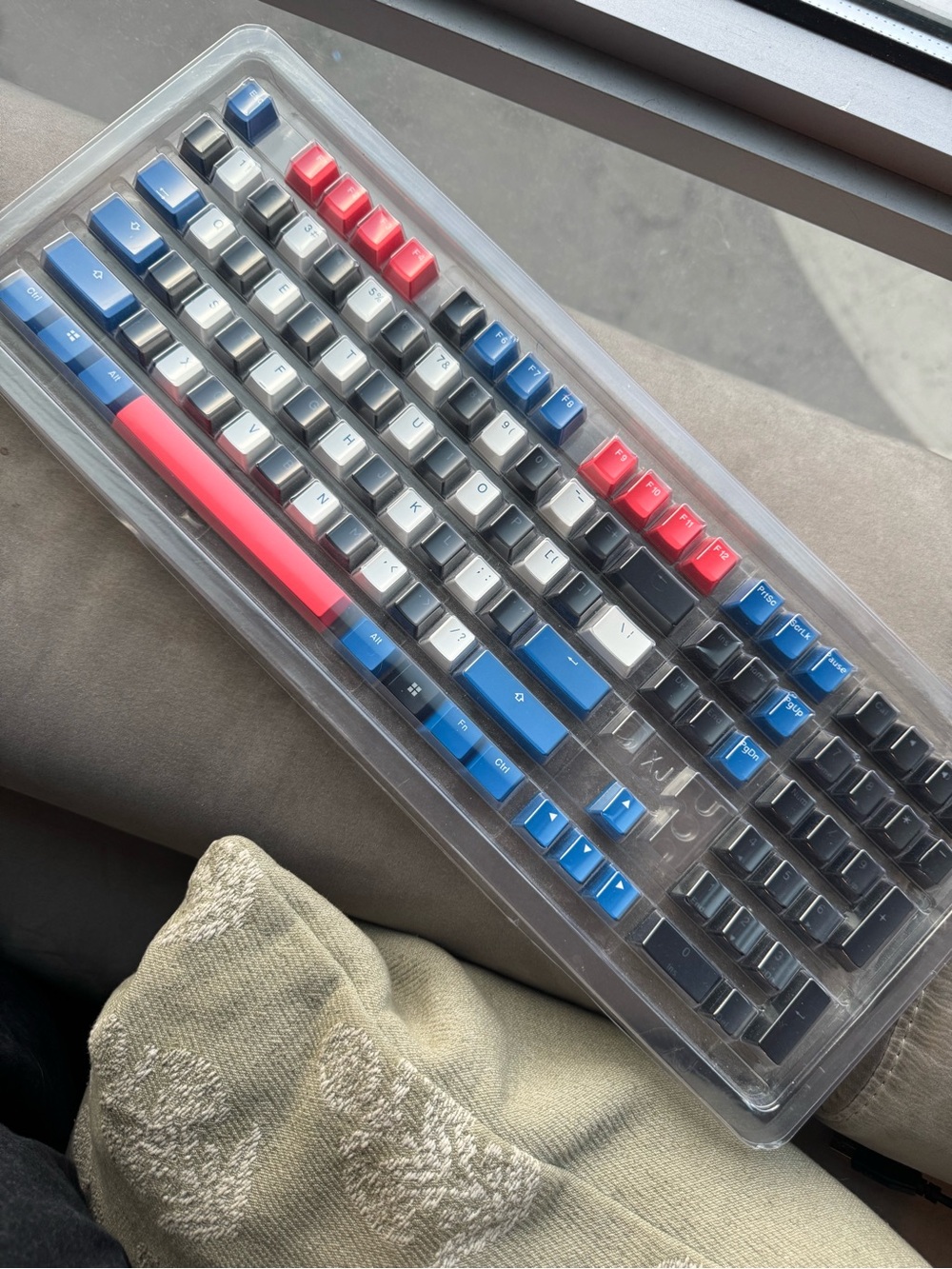 Custom Multi-Color Mechanical Keyboard Keycap Set - Blue, Red, Gray